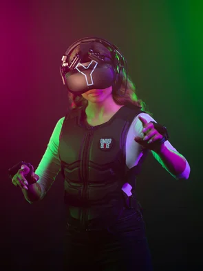 YULLBE A player at YULLBE, equipped with the VR headset.