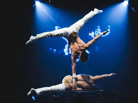 Shows und Events Europa-Park Zwei Darsteller der Europa-Park Dinner-Show bei einer artistischen Pose.