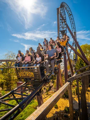 Voltron Nevera powered by Rimac Guests riding the rollercoaster Voltron Nevera powered by Rimac at Europa-Park.