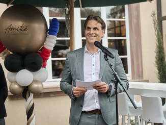 Opening of the Amitié restaurant Thomas Mack gives a speech at the opening of the Amité - La Cuisine du Château restaurant.