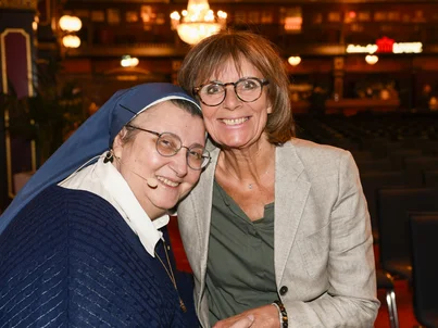 Marianne Mack and sister Teresa Zukic Marianne Mack and volunteer speaker Sister Teresa Zukic.