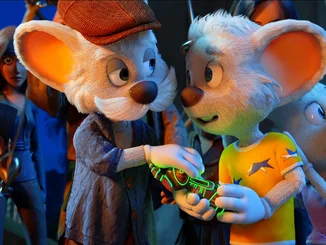 Ed Euromaus in einer Szene aus dem 4D Animationsfilm "Nachts im Park“.