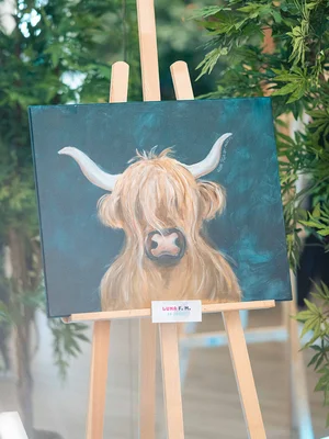 Kreative Kunstwerke Ein Gemälde eines Bisons, gemalt von Luna – einer der jungen Künstlerinnen der TALENT ACADEMY Europa-Park.