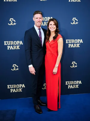 Anniversary gala to mark the 50th anniversary of Europa-Park Nicolas and Ann-Kathrin Mack on the blue carpet before the gala celebrating the 50th anniversary.