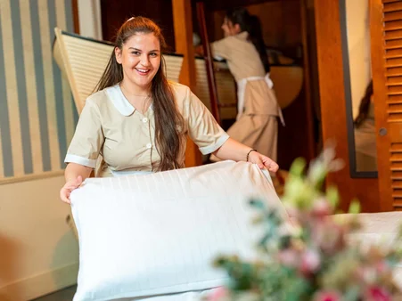 Europa-Park Hotel employees Two housekeeping employees at the hotels of the Europa-Park Resort.