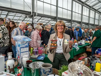 Marianne Mack Charity Flea Market Marianne Mack at the Charity Flea market in the Europa-Park Garden Centre.