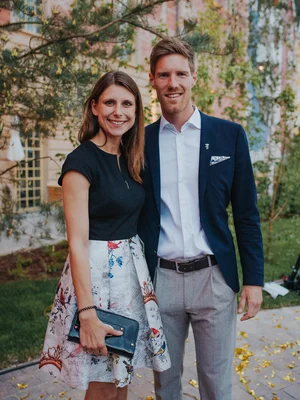 Opening of the themed 4* superior hotel ‘Krønasår’ Ann-Kathrin and Nikolas Mack stand together in front of the themed 4* superior hotel ‘Krønasår’.