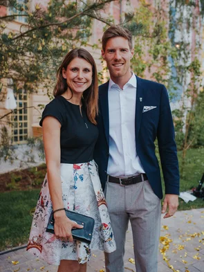 Opening of the themed 4* superior hotel ‘Krønasår’ Ann-Kathrin and Nikolas Mack stand together in front of the themed 4* superior hotel ‘Krønasår’.