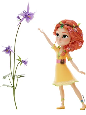 The young Fina Young Fina reaches for a huge flower next to her.