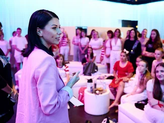 Broadway Dreams Camp Show Backstage, Katja Mack encourages her protégés before the big show.