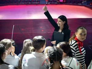 Rehearsal at the TALENT ACADEMY Katja Mack with her young talents during a rehearsal.