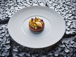 Delicious dessert The dessert on the menu combines many different flavours.