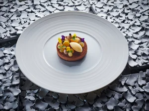 Delicious dessert The dessert on the menu combines many different flavours.