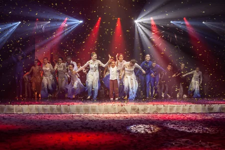 The young talents of the TALENT ACADEMY celebrate on stage after a successful show The young talents of the TALENT ACADEMY celebrate on stage after a successful show.