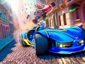 GRAND PRIX OF EUROPE Scene from the film GRAND PRIX OF EUROPE: Ed drives his racing car through the streets of Paris.